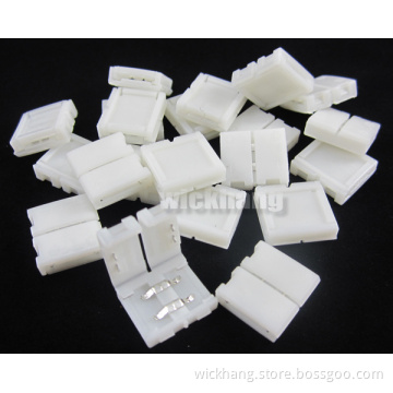 10mm 2pin Solderless Clip-on Coupler Clip Connector for LED Strip Light 5050 Single Color